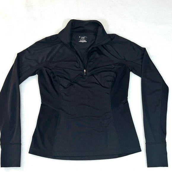 Tek Gear DRYTEK size M black long sleeve 1/4 zip pullover athletic shirt jacket - Picture 4 of 15